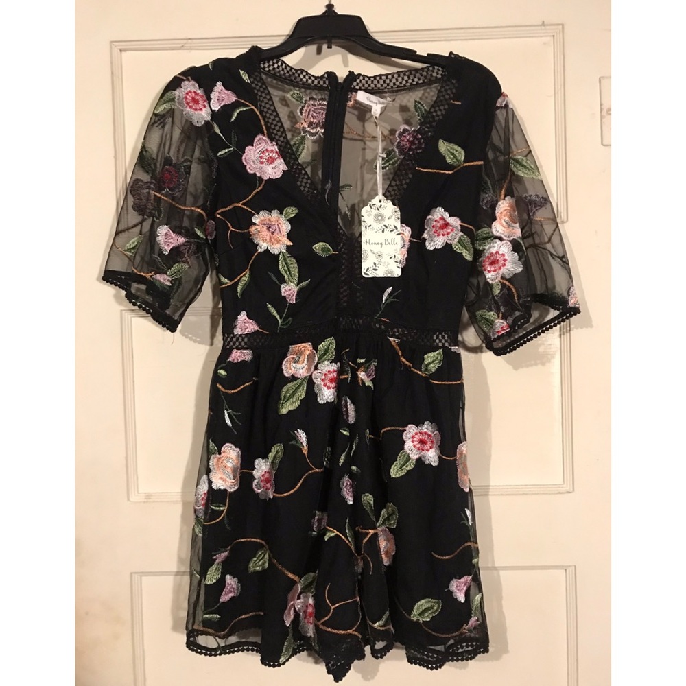 Honey Belle NWT floral mesh romper